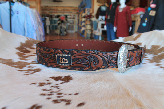 3D Western Belt Mens Cowboy Prayer Conchos Tooled Scrolling