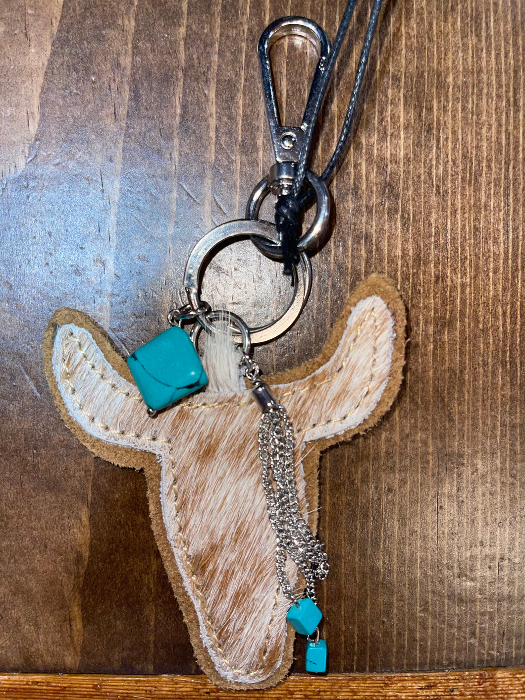 Buffalo Head Hair-on Key Fob