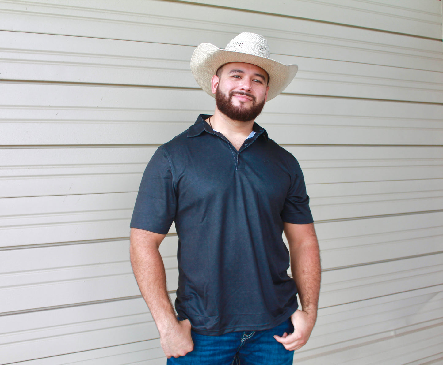 Cinch Men's Solid Black Arenaflex Polo