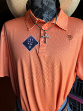 Load image into Gallery viewer, R&amp;R Orange Micro Print Polo
