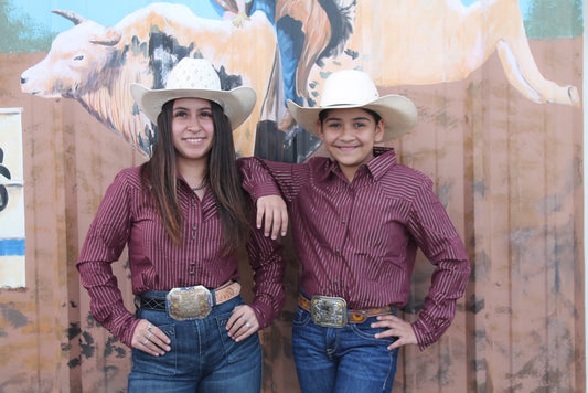 CRUEL GIRL BURGUNDY STRIPED LONG SLEEVE SHIRT