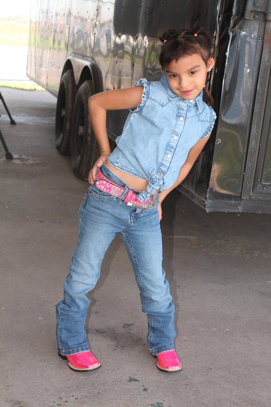 Wrangler Girl's Denim Ruffle Top