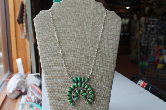 Green Mohave Squash Blossom Necklace