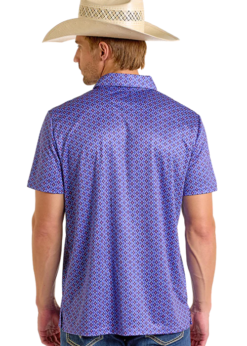 Rock&Roll Denim Aztec Printed Polo - Royal Blue