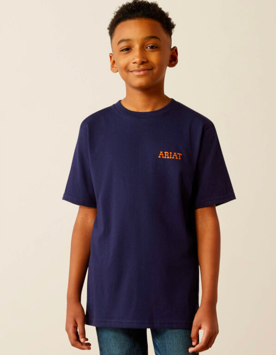 Boys Ariat Rough Draw SS Tee- Classic Blue