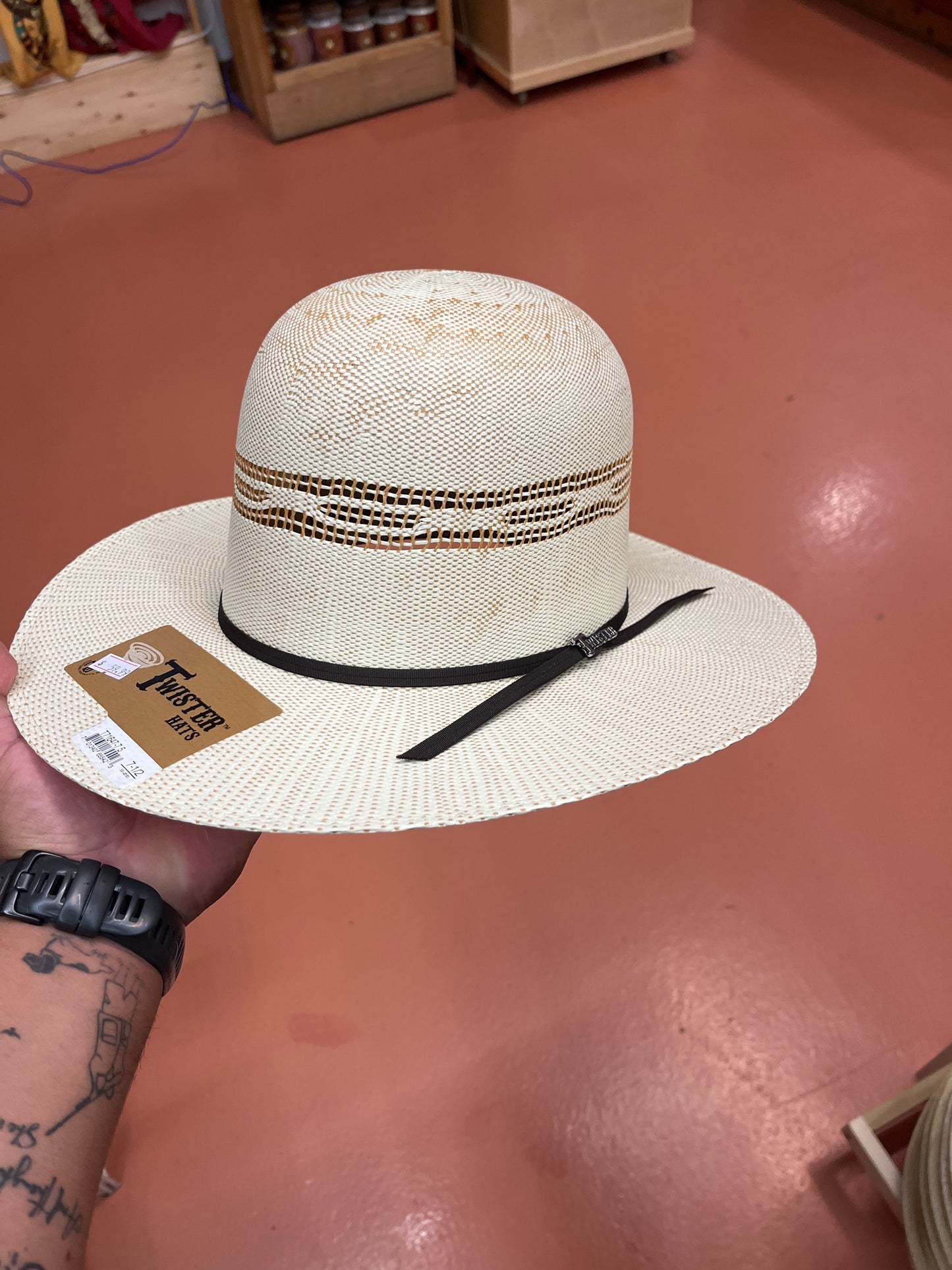 TWISTER MEN'S BANGORA STRAW COWBOY HAT