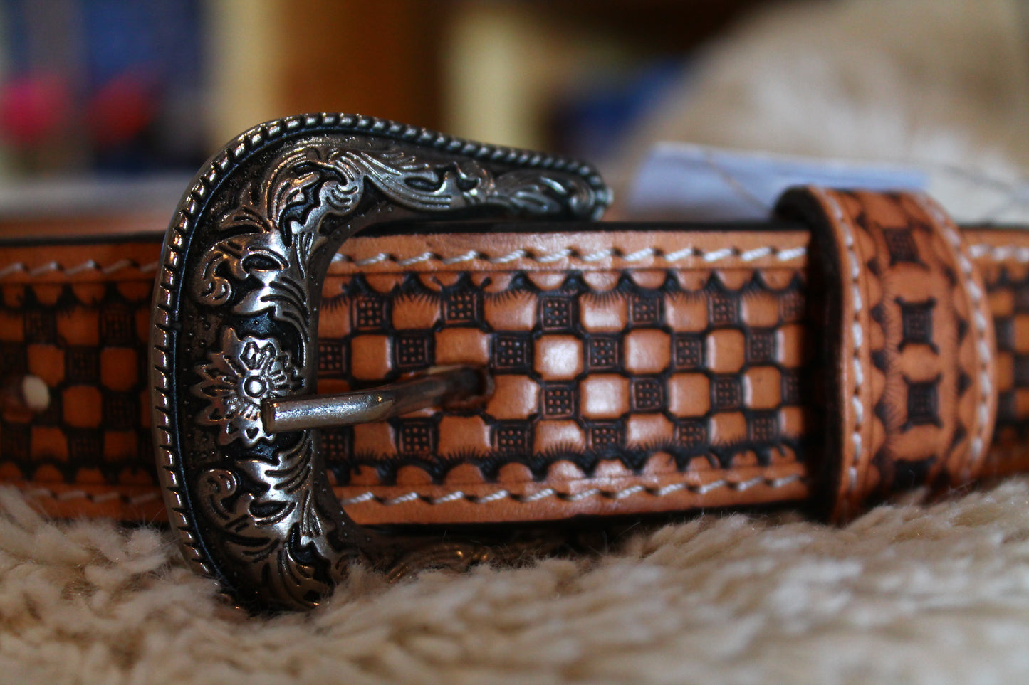Youth Challenger Tan Turquoise Beaded Belt