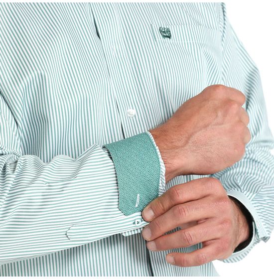 Cinch Men's Sage Stripped Long-sleeve