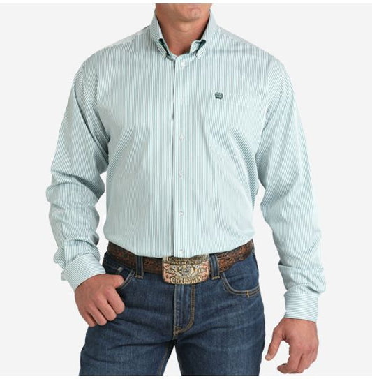 Cinch Men's Sage Stripped Long-sleeve