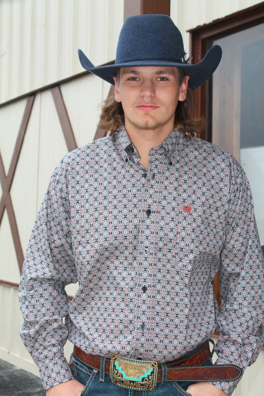 Cinch Men's Navy Medallion L/s