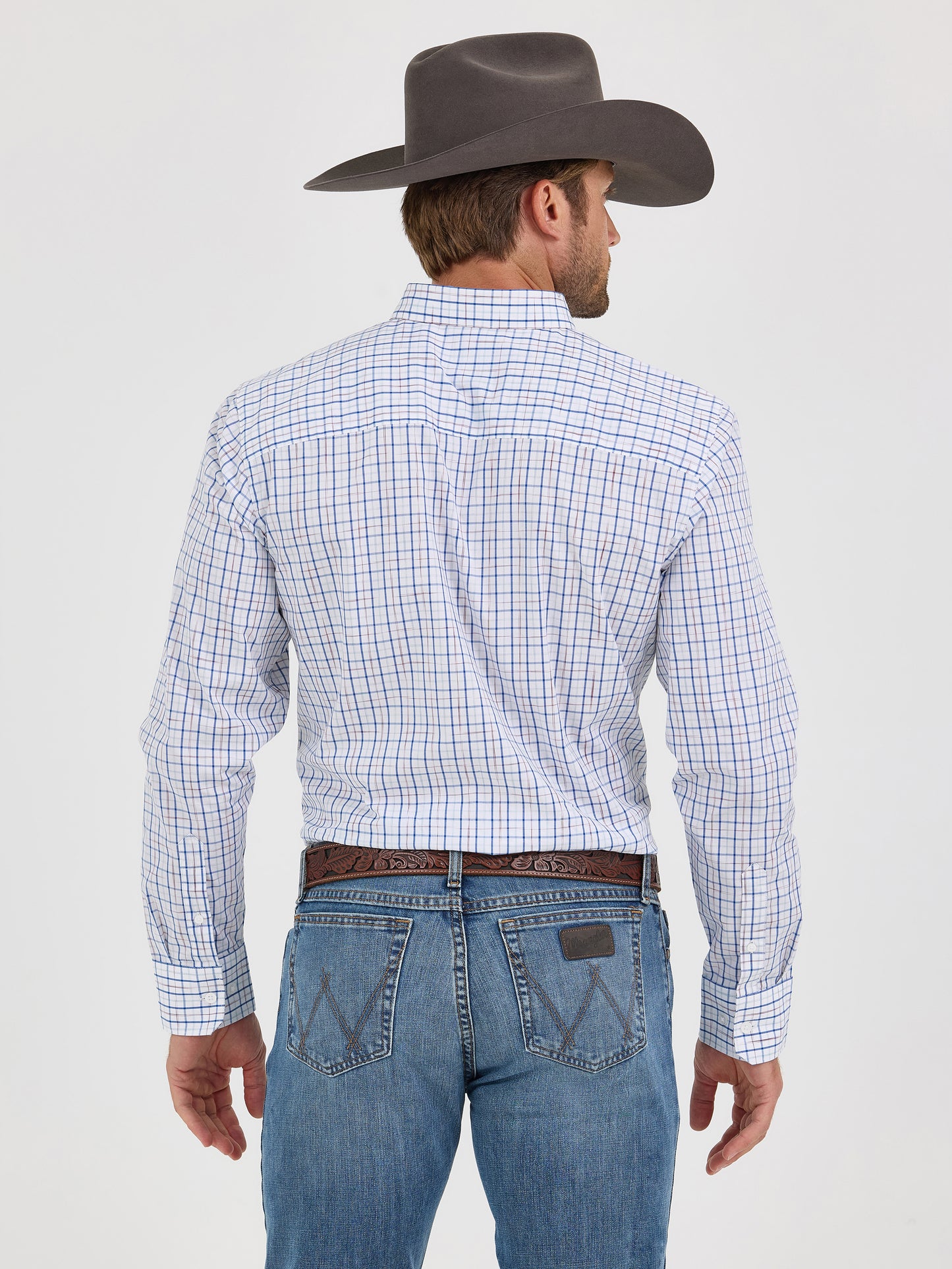 Men’s Wrangler COJO Red and Blue Plaid Long Sleeve