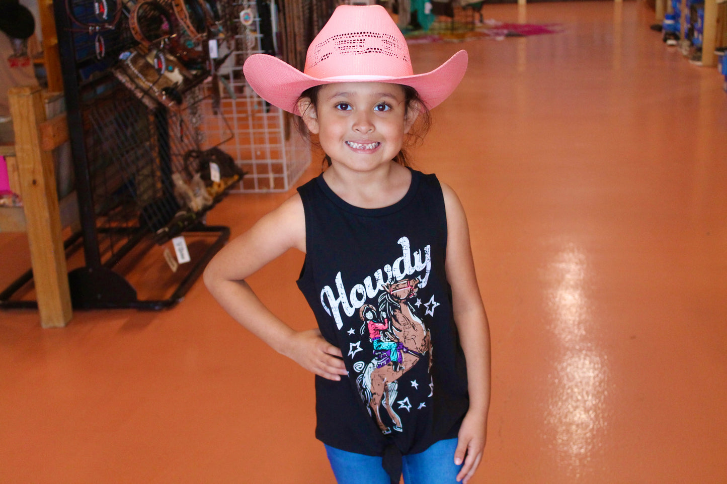 R&R Girl's Howdy Tie Top