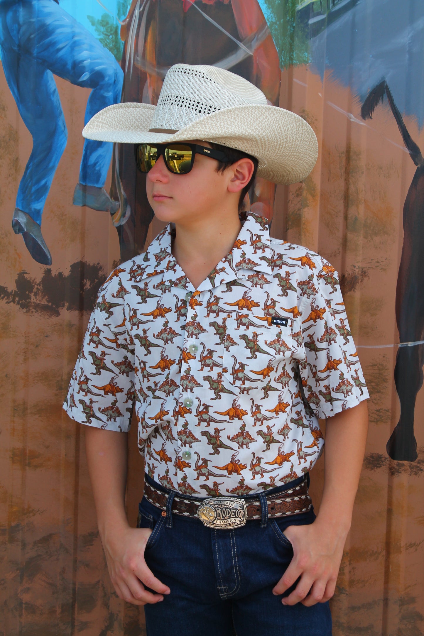 Cinch Boys Dino Camp SS Button-Up