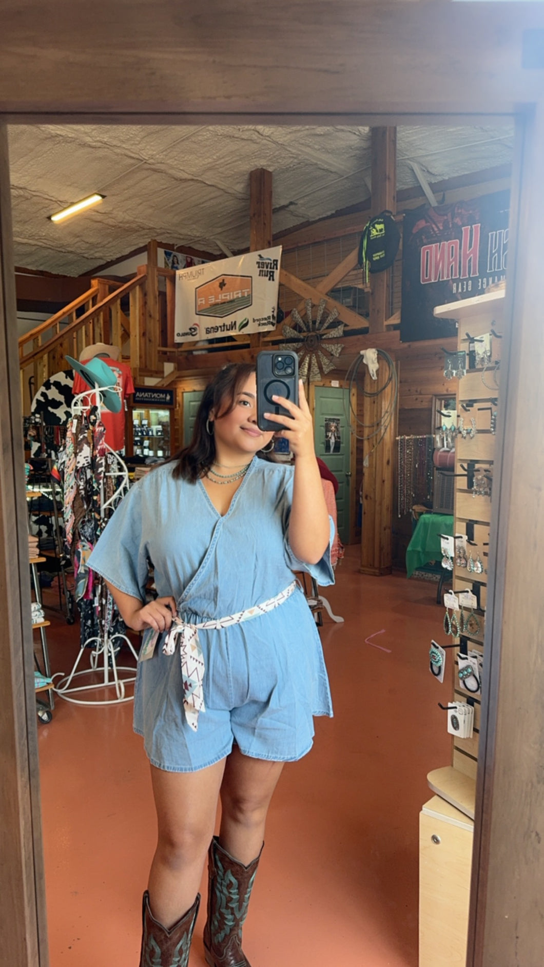 Hooey Ladies Denim Romper