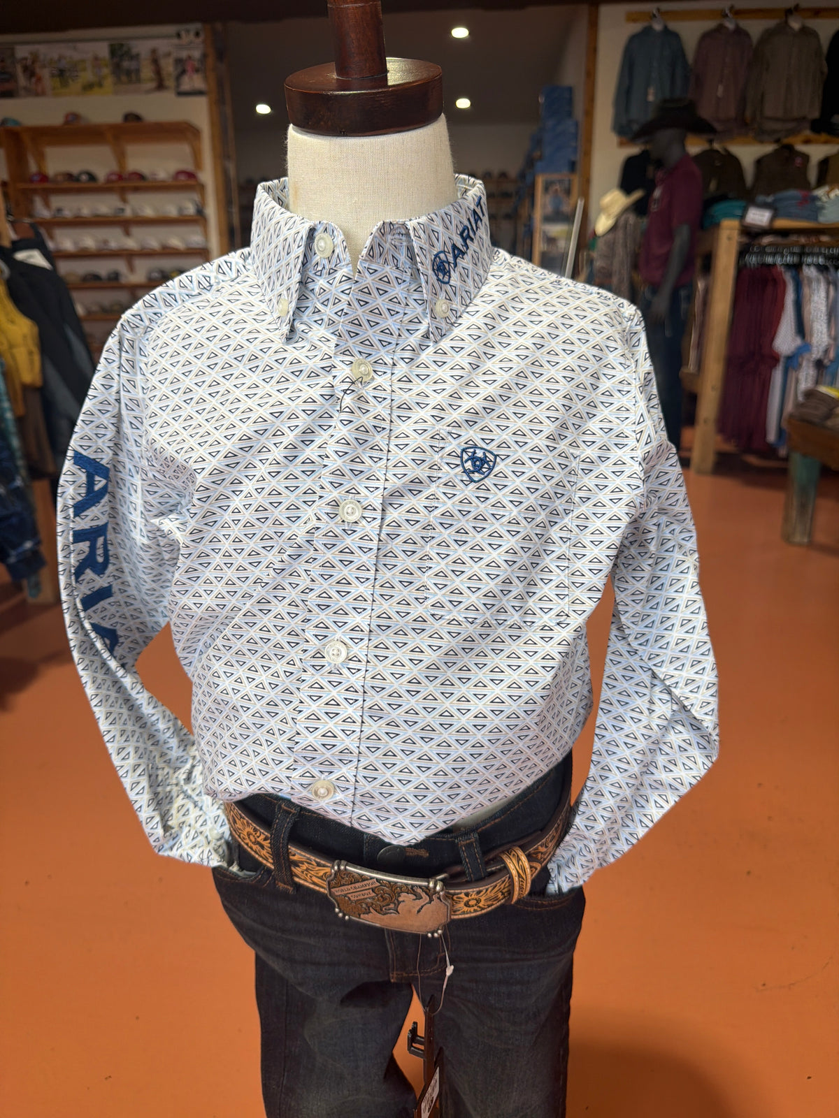 Boys Ariat Blue/Navy Team Dres LS 🤠