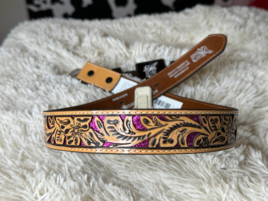 Angel Ranch Tooled Glitter Belt