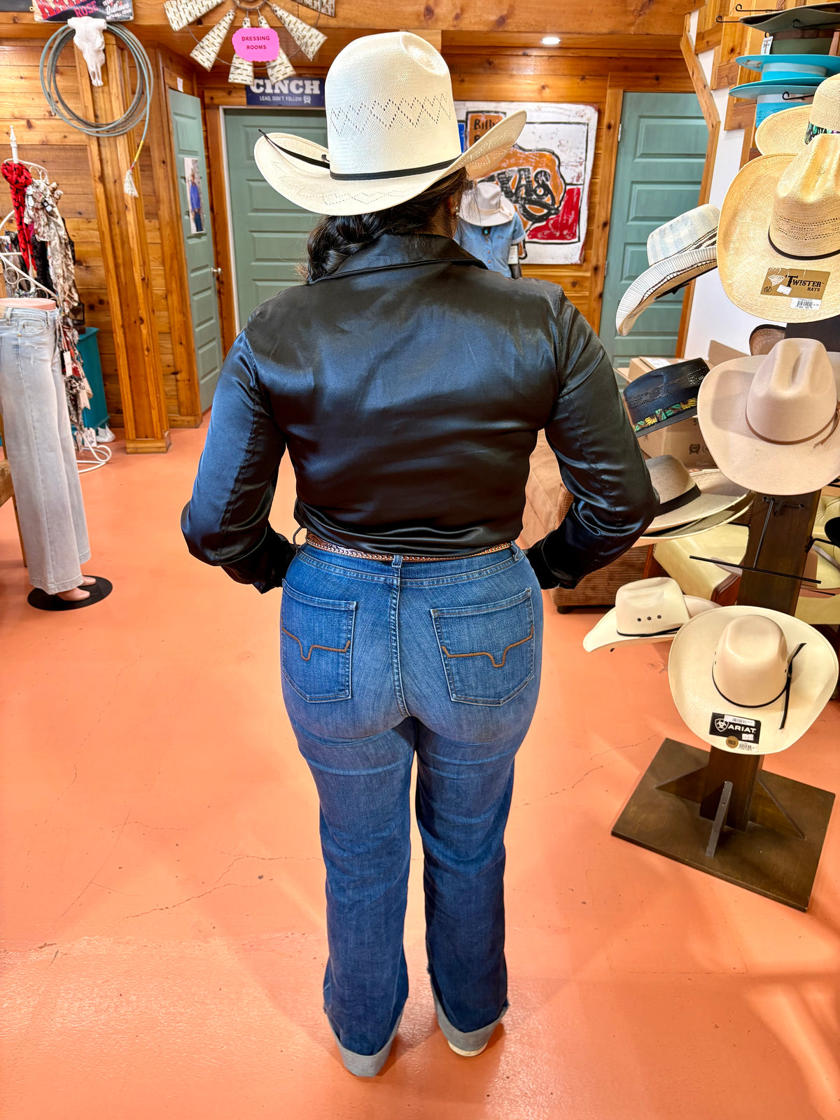 Cruel Girl Women's Long Sleeve Satin Western Snap Shirt - Black 🤠