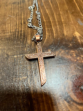 Load image into Gallery viewer, Twister Silver/Bronze Cross Necklace
