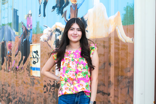 Hot Pink Floral Top