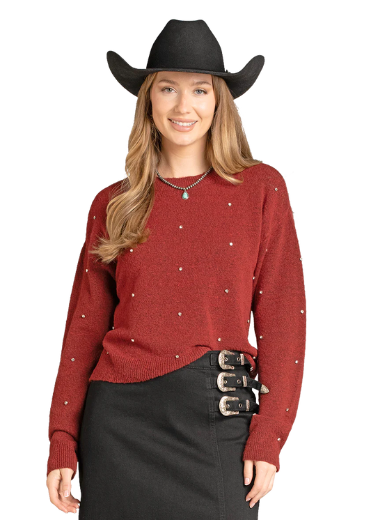 Rock & Roll Maroon Rhinestone Sweater