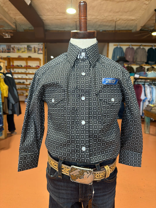 Boys Panhandle LS Black button up 🤠