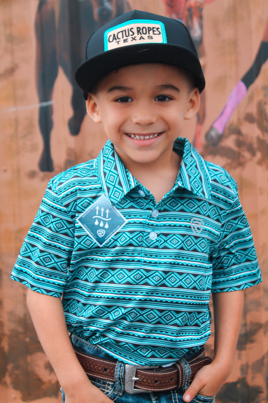 Boys R&R Teal Aztec Polo