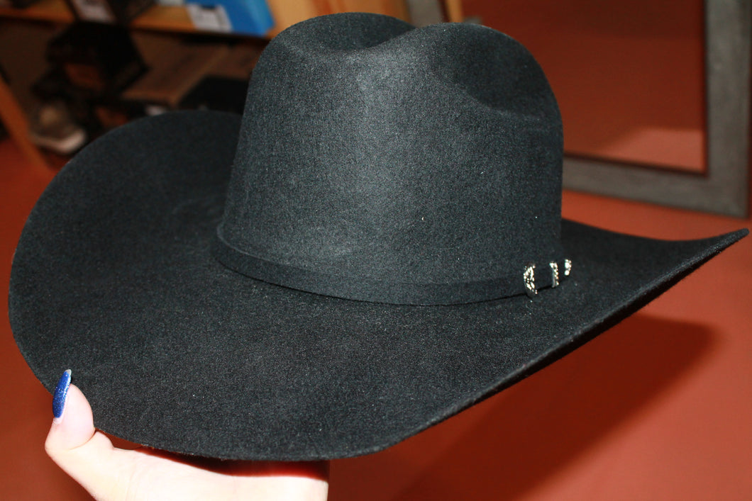 Ariat Black 2X Wool Cowboy Hat with Cattlemen Crown