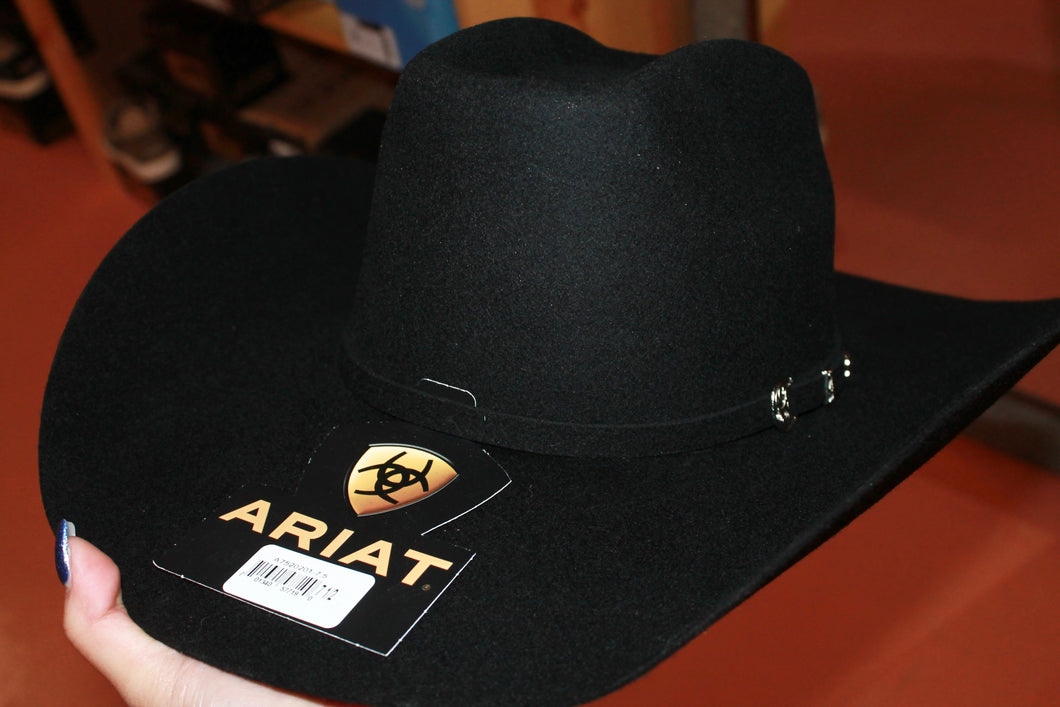 Ariat Black 2X Wool Hat with Square Crown