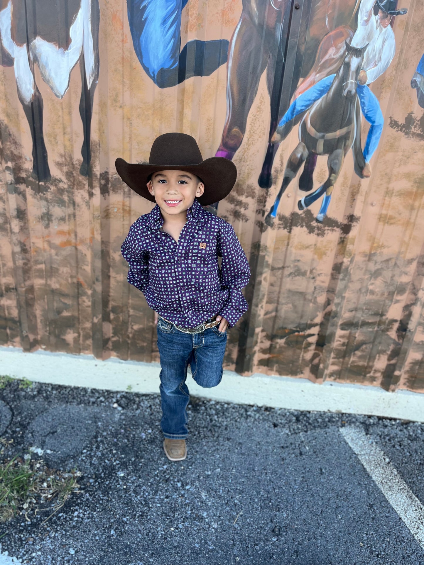 CINCH TODDLER PURPLE GEOMETRIC PRINT - KIDS BOYS SHIRT - MTW7061390