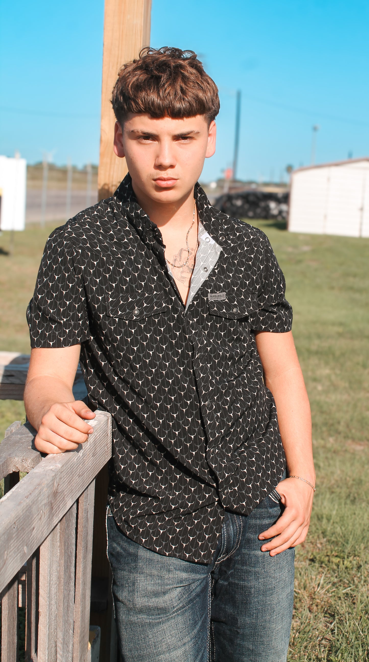 R&R Longhorn Woven Snap SS
