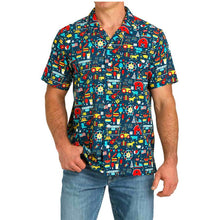 Load image into Gallery viewer, CINCH Navy Camp County Fair Short Sleeve Button-Down Men&#39;s Shirt
