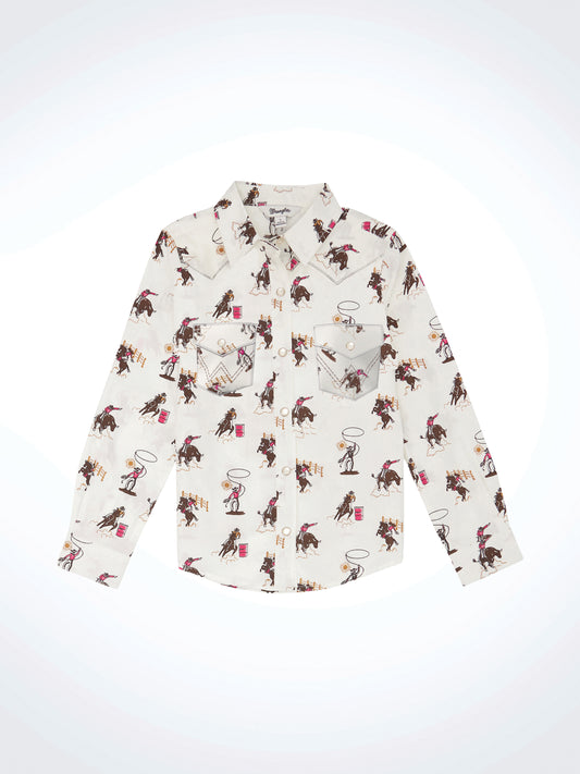 Wrangler West Girls Buck Print LS