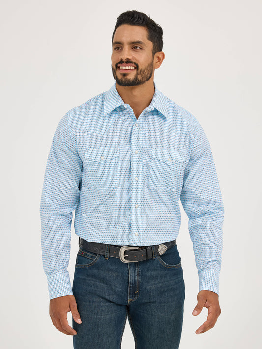 Wrangler Men’s Blue Diamond Snap LS