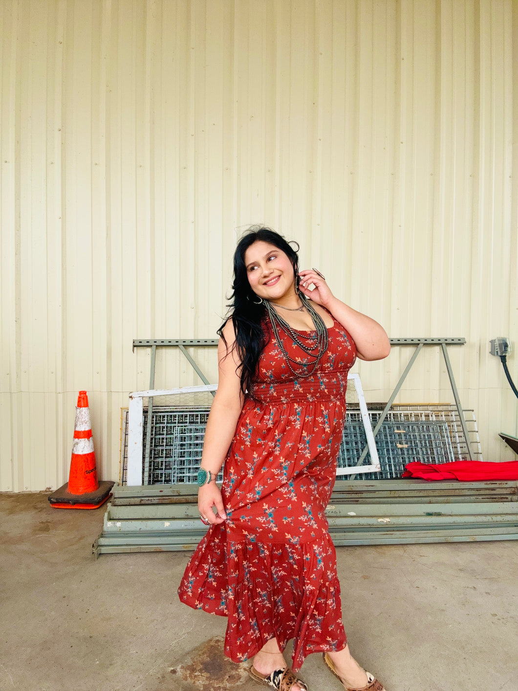 Rock & Roll Floral Print Midi Dress