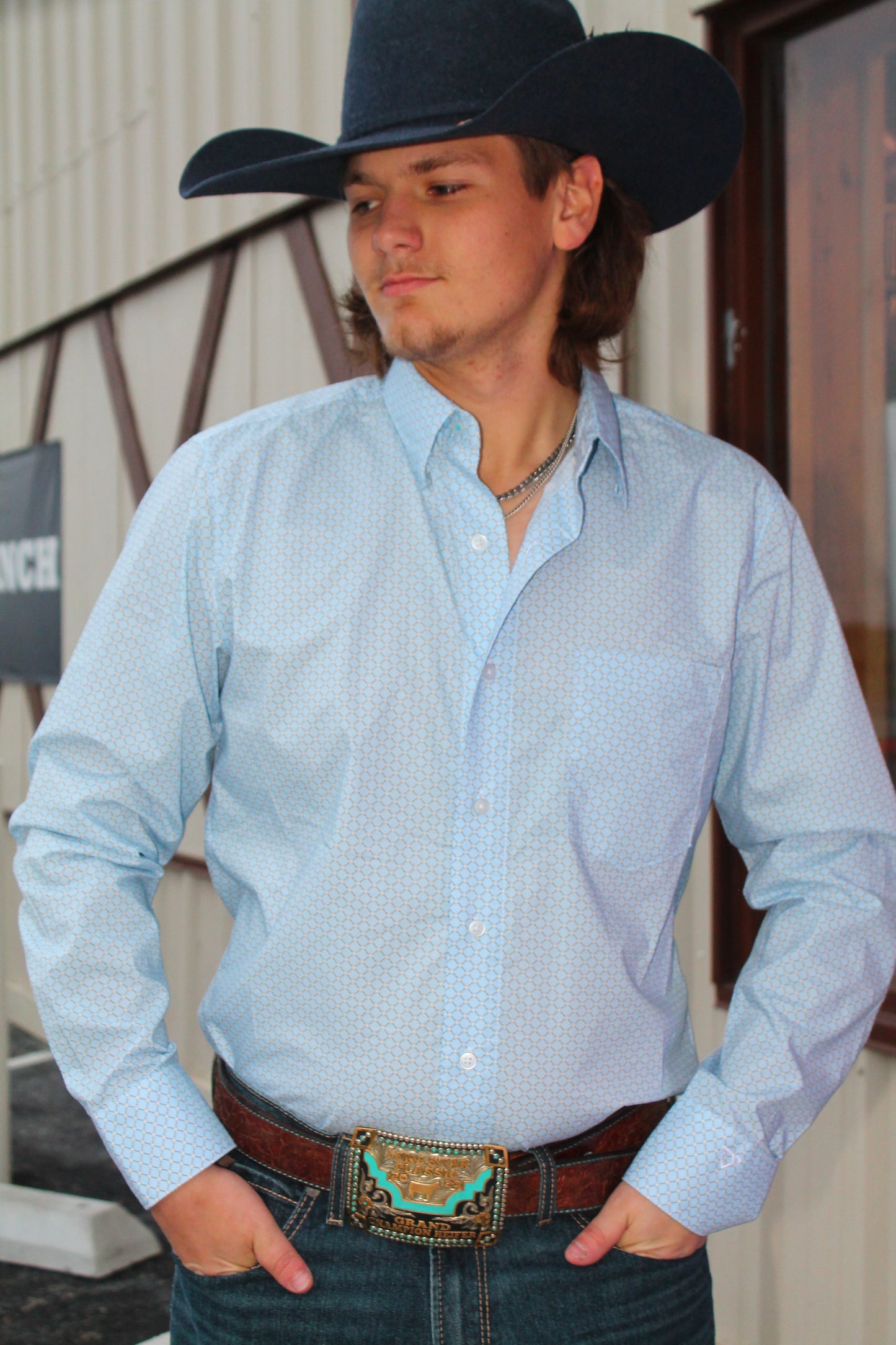 Men’s Wrangler COJO Light blue Diamond Long Sleeve