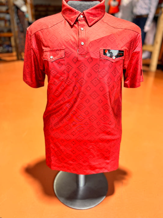 Red Dirt Deep Red Aztec polo☑️