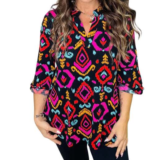 Dear Scarlett Bell Sleeve Lizzy Top (Black)