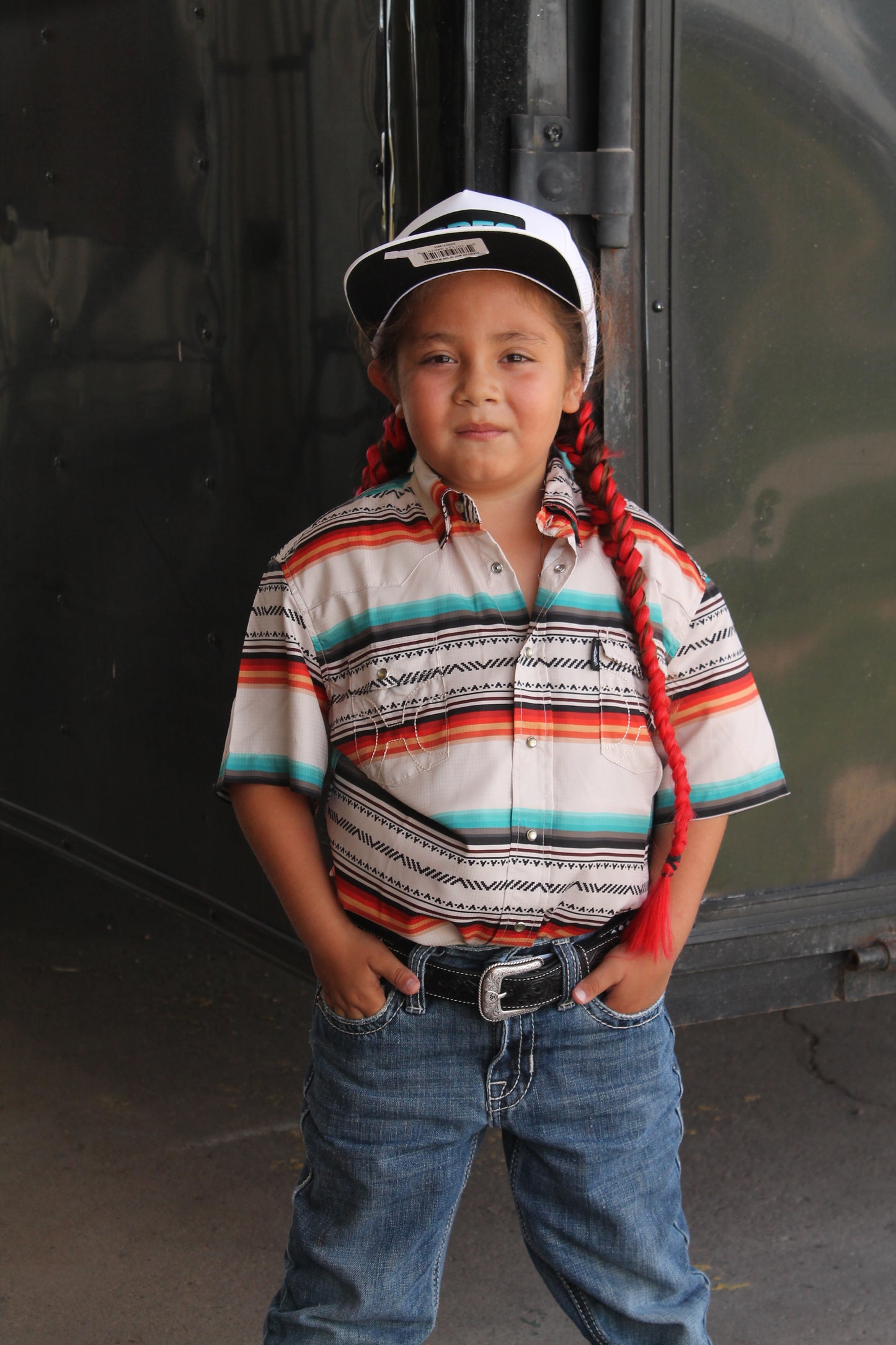 YOUTH "SOL" CREAM/SERAPE SHORT SLEEVE PEARL SNAP SHIRT