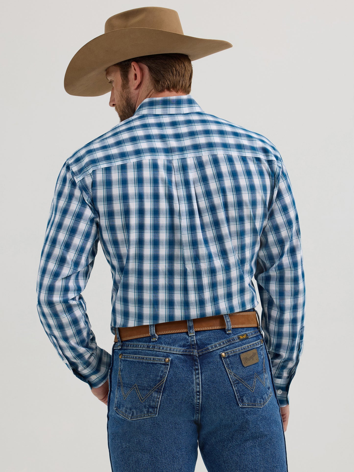 Wrangler Men's Navy Blue Plaid Ls