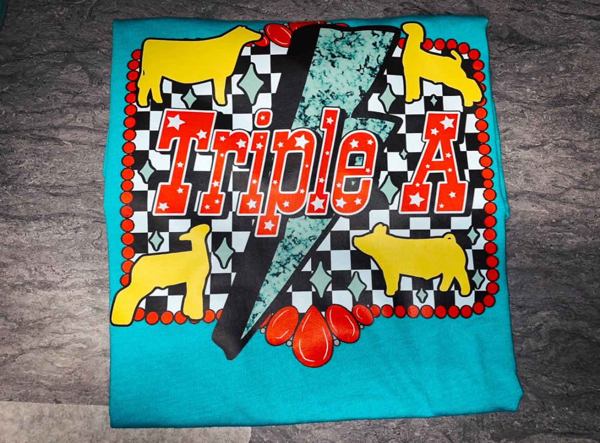 Triple A Show Tee- Turquoise