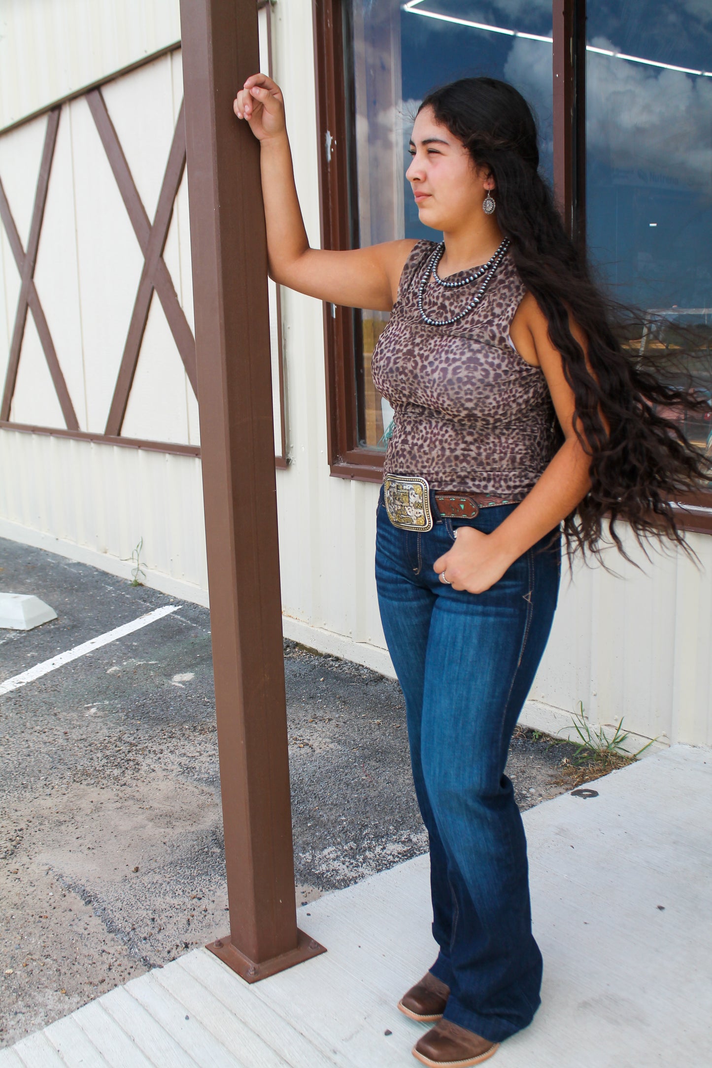 Rock&Roll Women's Leopard Mesh Tank