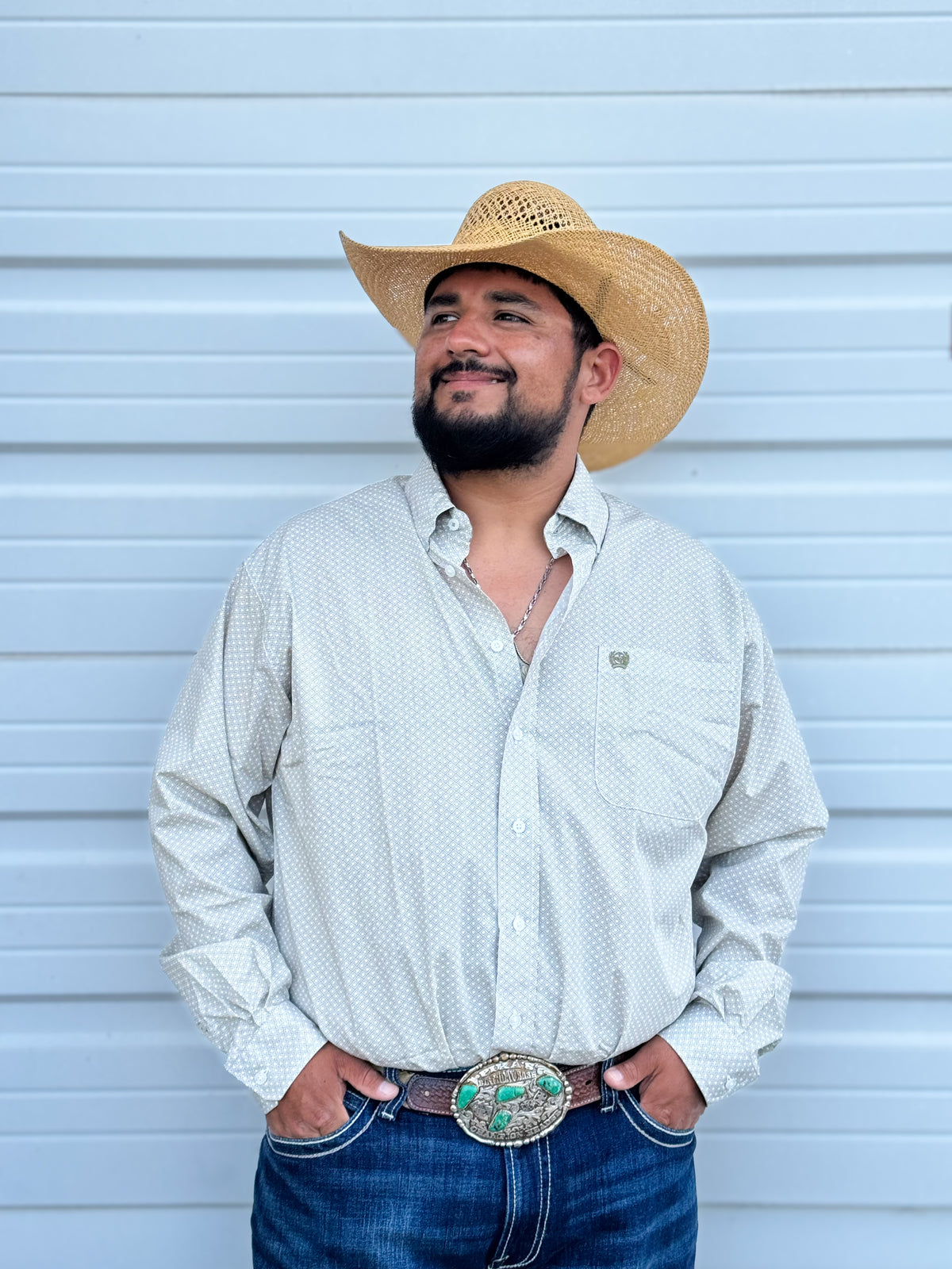Cinch Men’s Green/White Long-sleeve