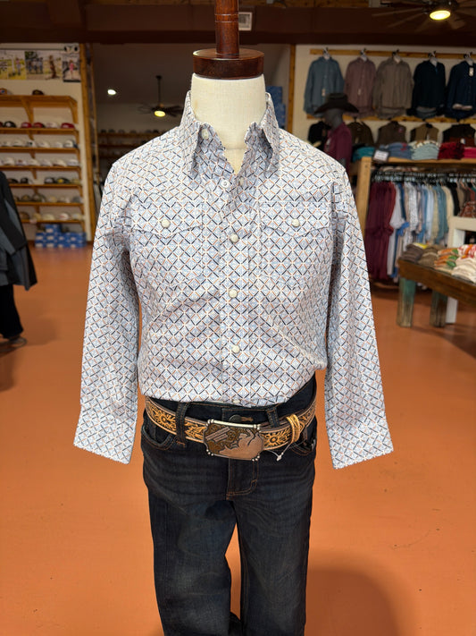 Wrangler Boys 20x Blue Pyramid Long Sleeve🤠