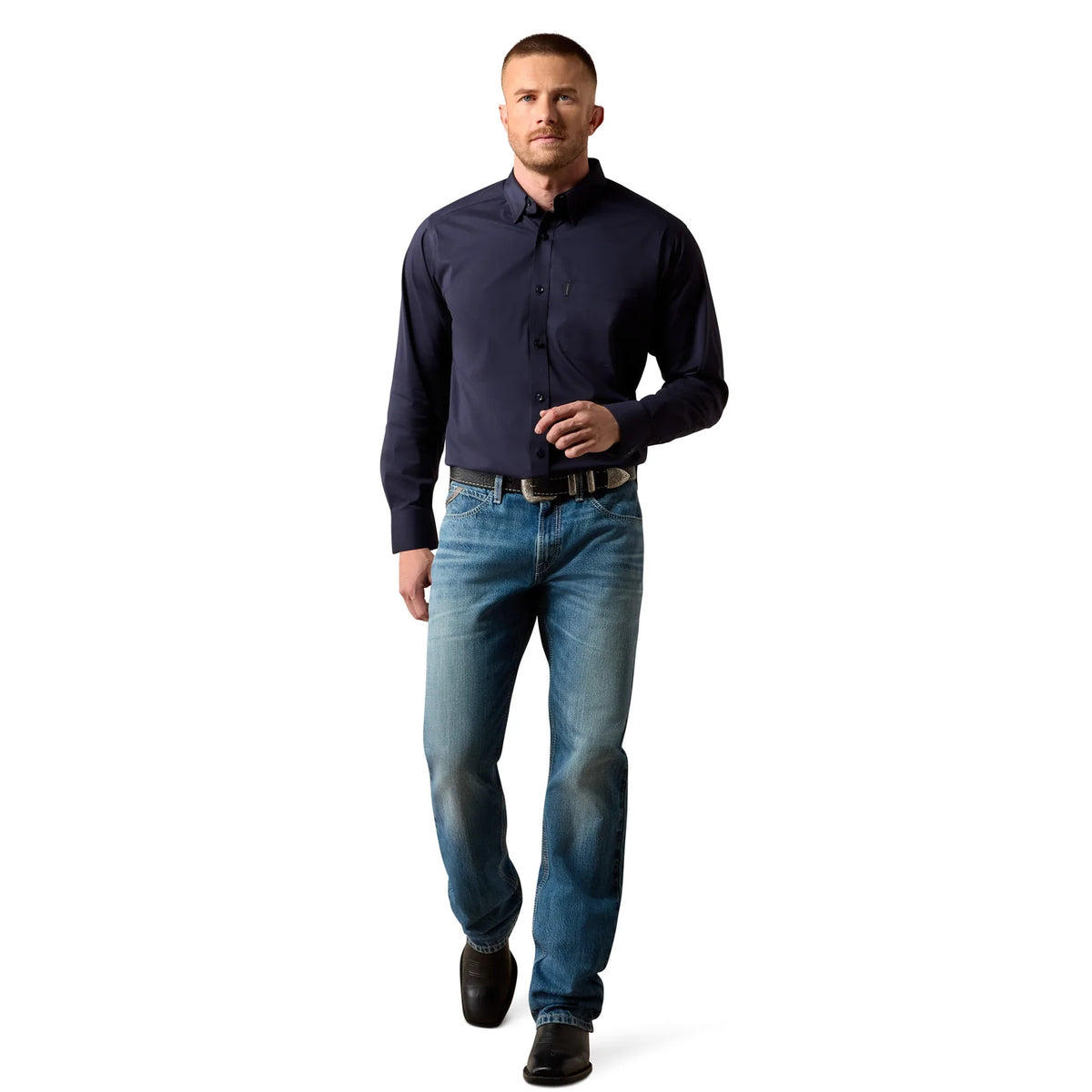 Ariat Men's Everything Navy Classic Fit Long-Sleeve Shirt 🤠