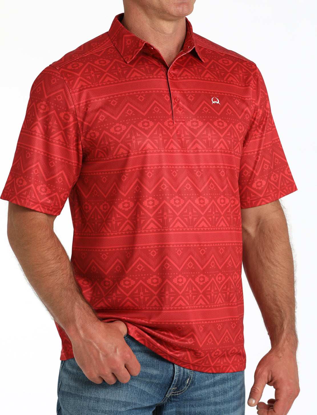 Cinch Arena Flex Polo- Red Aztec