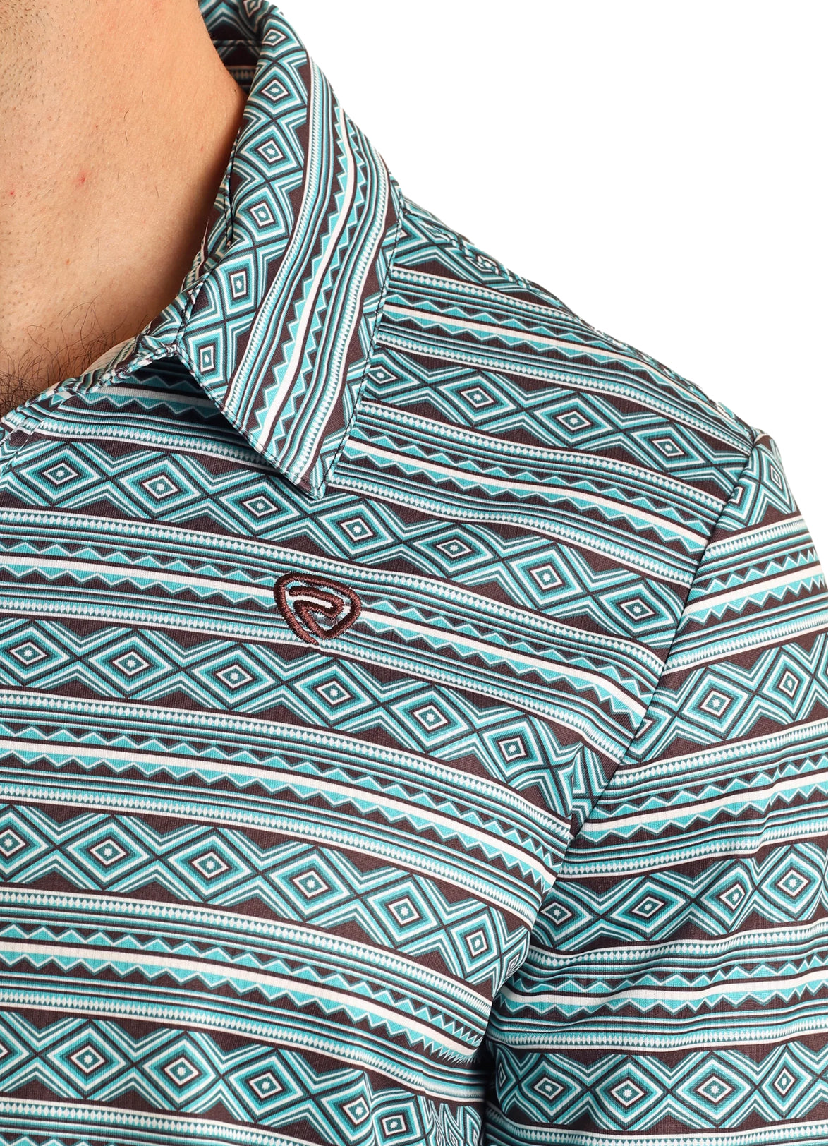 Rock & Roll Aztec Polo- Teal