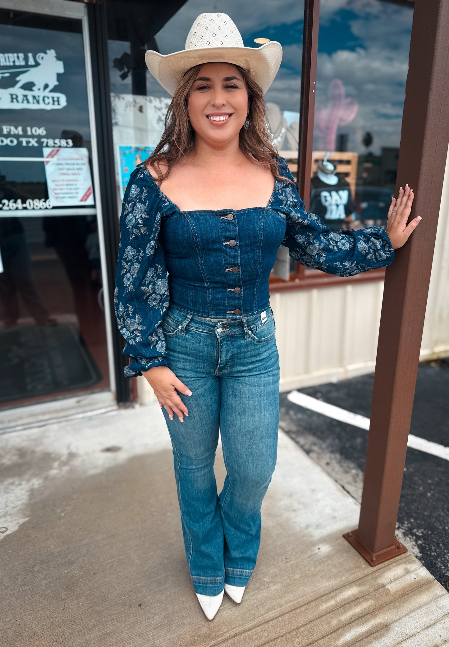 WOMEN'S WRANGLER DENIM CROPPED BLOUSE
