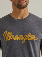 Load image into Gallery viewer, Wrangler Men&#39;s Dark Grey &amp; Goldenrod Rope Logo Short Sleeve T-Shirt
