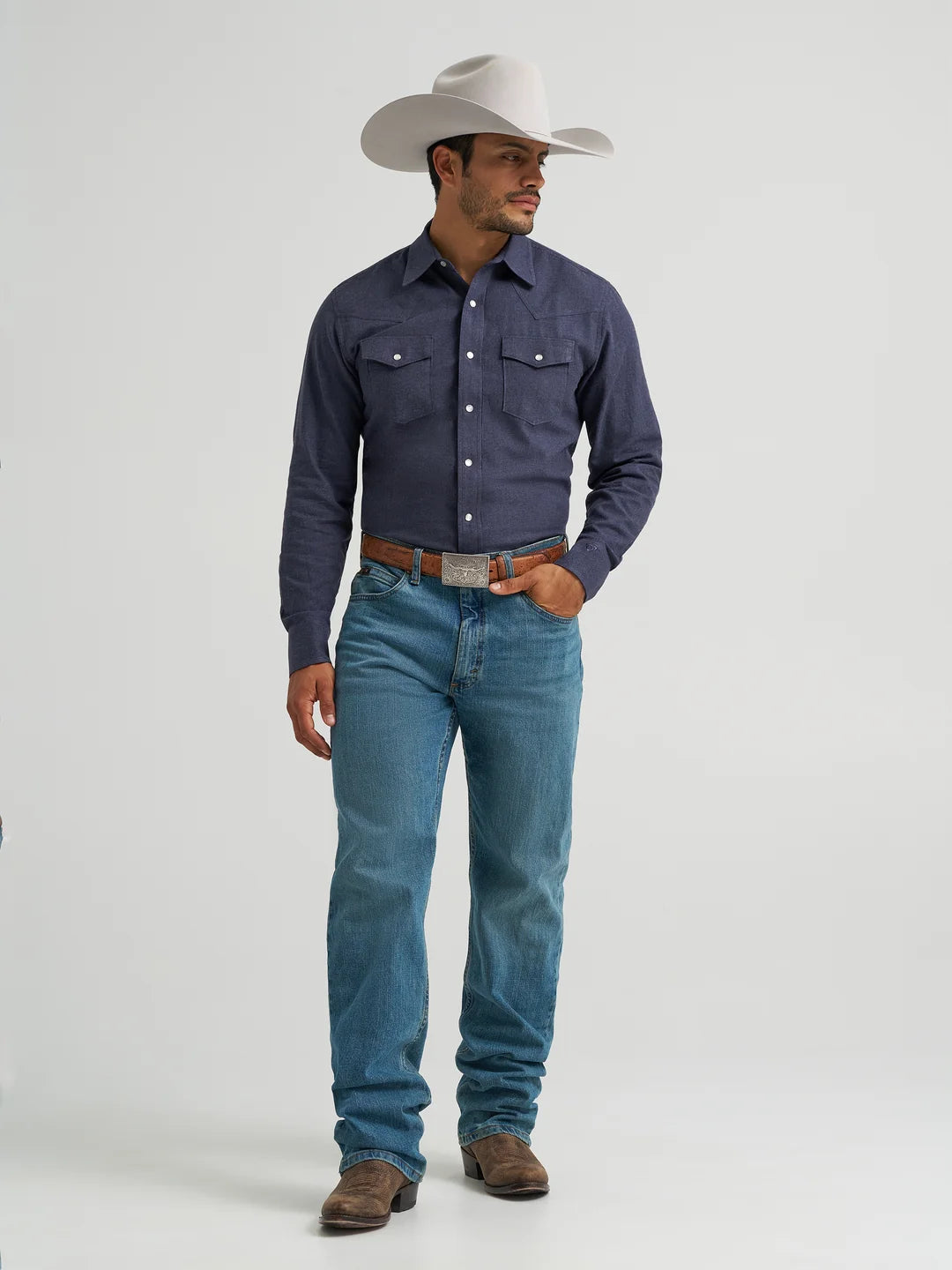 Men's Wrangler X COJO Blue Longsleeve Classic Fit Snap Shirt 🤠