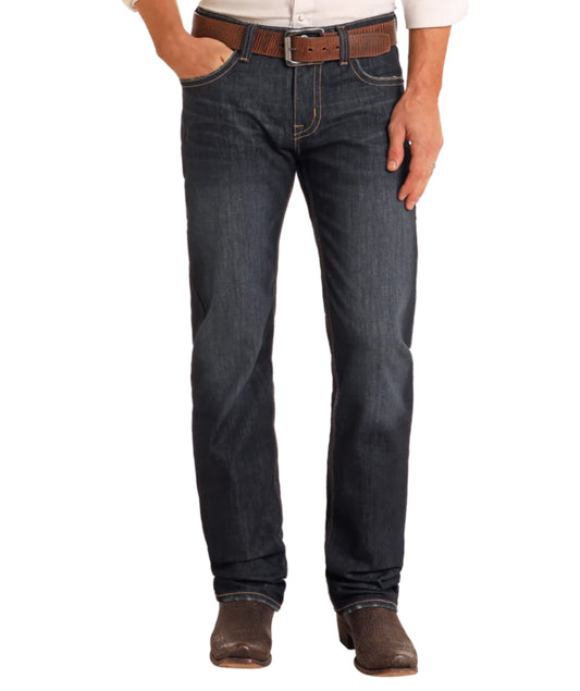 Rock&Roll Denim Tri Color Emb Revolver Straight Jeans - Dark Vintage